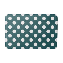 Witte stippen op turquoise badmat