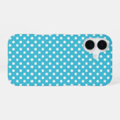 Witte Stippen Op Turquoise iPhone 16 Hoesje (Achterkant horizontaal)