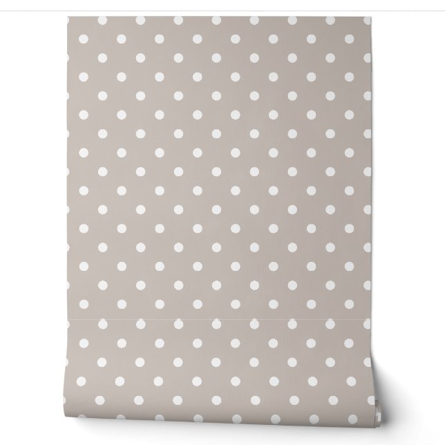 Witte Stippen op Zachte Beige Behang (Afrollen)