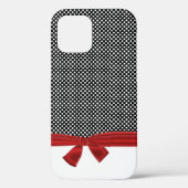 Witte stippen op zwart met strik Case-Mate iPhone case (Achterkant)