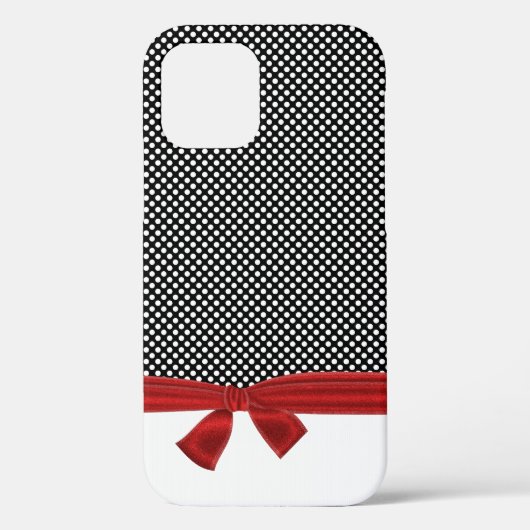 Witte stippen op zwart met strik Case-Mate iPhone case (Achterkant)