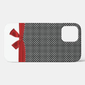 Witte stippen op zwart met strik Case-Mate iPhone case (Achterkant (horizontaal))