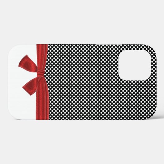 Witte stippen op zwart met strik Case-Mate iPhone case (Achterkant (horizontaal))