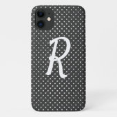 witte stippen op zwart monogram Case-Mate iPhone case (Achterkant)