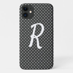 witte stippen op zwart monogram Case-Mate iPhone case