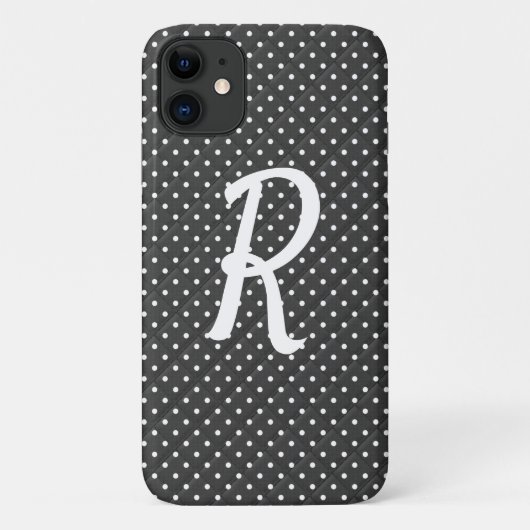 witte stippen op zwart monogram Case-Mate iPhone case (Achterkant)