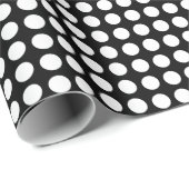 Witte Stippen op zwart omslagpapier Cadeaupapier (Rol Hoek)