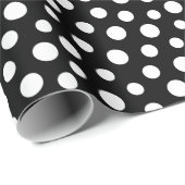 Witte Stippen op zwart omslagpapier Cadeaupapier (Rol Hoek)