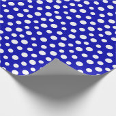 Witte Stippen over Royal Blue Wrapping Paper Cadeaupapier (Hoek)