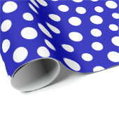 Witte Stippen over Royal Blue Wrapping Paper Cadeaupapier (Rol Hoek)