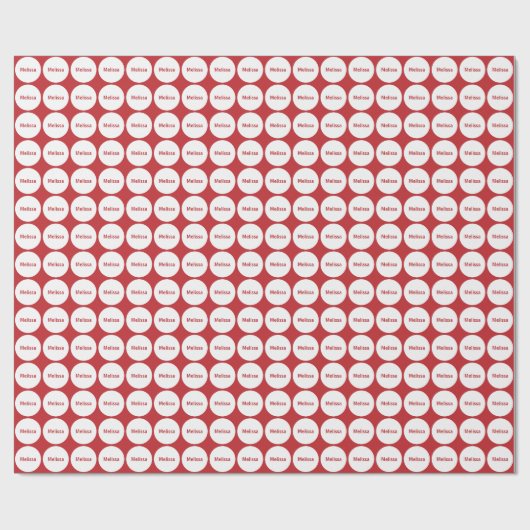 Witte Stippen patroon op donkerrood met naam Cadeaupapier (Vlak)