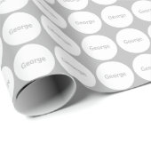 Witte Stippen patroon op grijs met naam Cadeaupapier (Rol Hoek)