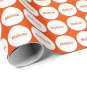 Witte Stippen patroon op helder Sinaasappel met na Cadeaupapier (Rol Hoek)