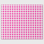 Witte Stippen Patroon op Hot Roze met naam Cadeaupapier (Vlak)