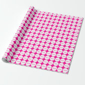 Witte Stippen Patroon op Hot Roze met naam Cadeaupapier (Uitgerold)