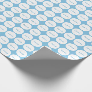 Witte Stippen patroon op lichtblauw met naam Cadeaupapier