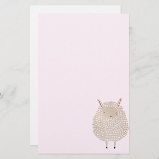 Witte Stippen Ronde Slaapschapen Briefpapier (Voorkant / Achterkant)