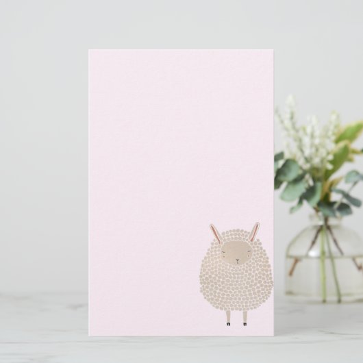 Witte Stippen Ronde Slaapschapen Briefpapier (Staand voorkant)