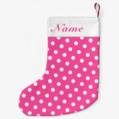 Witte Stippen Roze Kerstkous Aangepaste naam Kleine Kerstsok (Achterkant)