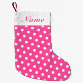 Witte Stippen Roze Kerstkous Aangepaste naam Kleine Kerstsok (Voorkant)