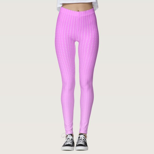 Witte stippen roze patroon leggings (Voorkant)