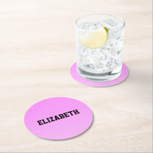 Witte stippen roze patroon ronde kartonnen onderzetter