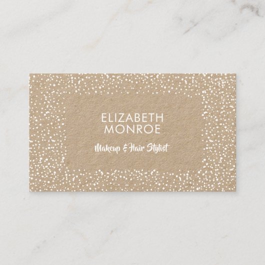 Witte Stippen Salon Makeup Hair Stylist Kraft Visitekaartje (Voorkant)