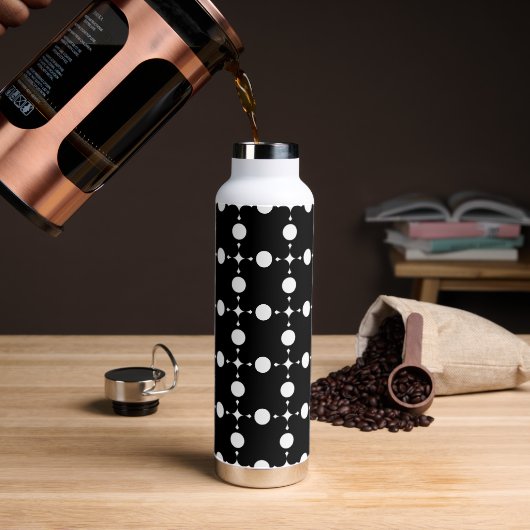 Witte stippen, stippen, Stippen, gestippeld Waterfles (Koffie)