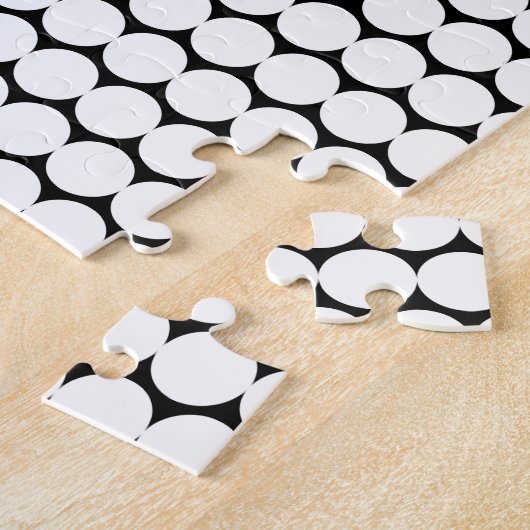 Witte Stippen/Zwarte achtergrond Roestend Puzzle Legpuzzel (Zijkant)