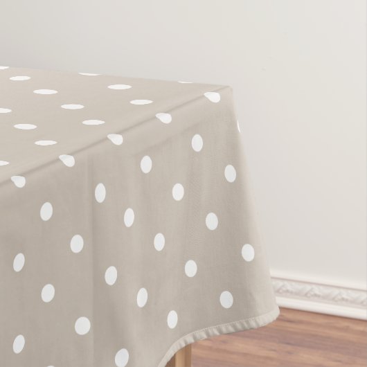 Witte Stippenpatroon Op Beige Achtergrond Tafelkleed (Voorbeeld)