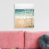 Witte Stoel op het strand Canvas Afdruk (Insitu (Woonkamer))