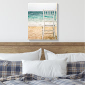 Witte Stoel op het strand Canvas Afdruk (Insitu (Slaapkamer))