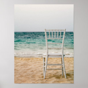 Witte Stoel op het strand Poster