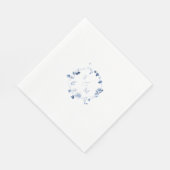 Witte Stof Blauw Monogram Bloem Bruiloft Servet (Hoek)