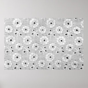 Witte stof fijne kant textuur met elegantie naad poster