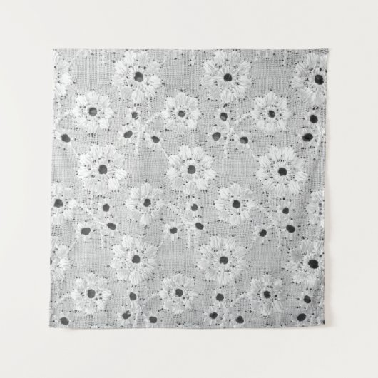 Witte stof fijne kant textuur met elegantie naad wandkleed (Voorkant)