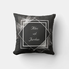 Witte Stof Flow Geometrisch Diamant Frame Kussen