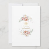 Witte Stof Rose Bloemen Eerste Verjaardag & Doop Kaart (Achterkant)