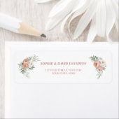 Witte Stof Rose Bloemige Gouden Groene Huwelijks- Etiket (Insitu)