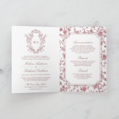Witte Stof Rose Chinoiserie Crest QR Code Trouwen (Binnen)