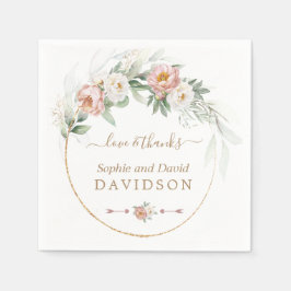 Witte Stof Roze Bloem Goud Groen Huwelijk Servet