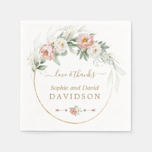 Witte Stof Roze Bloem Goud Groen Huwelijk Servet
