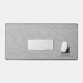 Witte Stof Textuur Elegant Monogram Logo Aangepast Bureaumat (Keyboard & Muis)