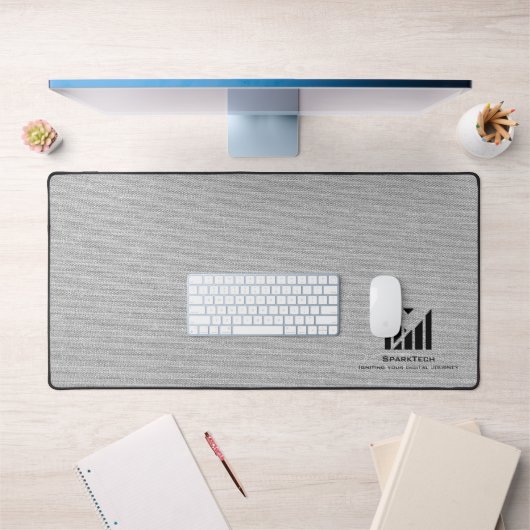 Witte Stoffentextuur Elegant Monogram Logo Custom Bureaumat (Kantoor 1)