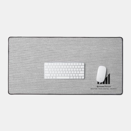 Witte Stoffentextuur Elegant Monogram Logo Custom Bureaumat (Keyboard & Muis)