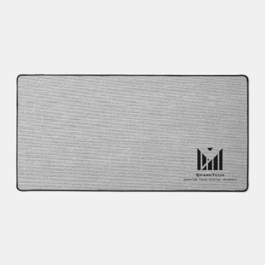 Witte Stoffentextuur Elegant Monogram Logo Custom Bureaumat (Voorkant)