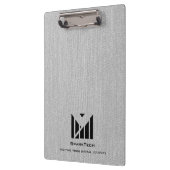 Witte Stoffentextuur Elegant Monogram Logo Custom Klembord (Links)