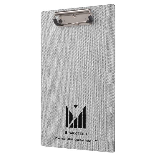 Witte Stoffentextuur Elegant Monogram Logo Custom Klembord (Links)