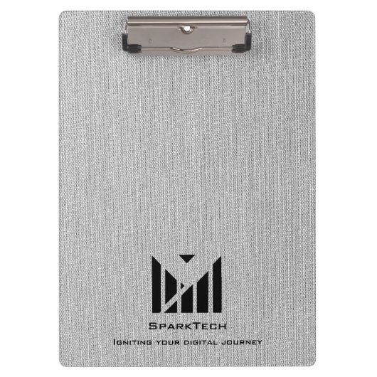 Witte Stoffentextuur Elegant Monogram Logo Custom Klembord (Voorkant)