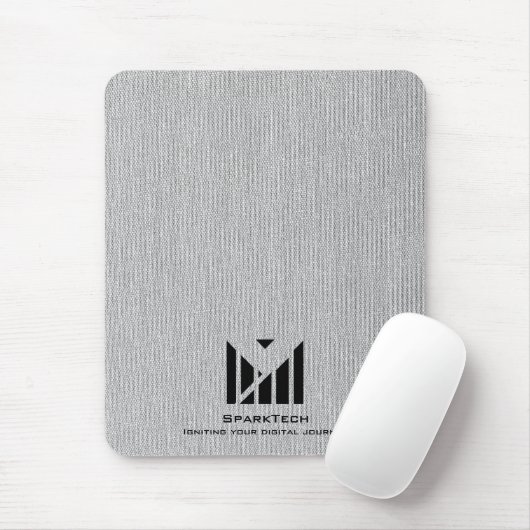 Witte Stoffentextuur Elegant Monogram Logo Custom Muismat (Met muis)